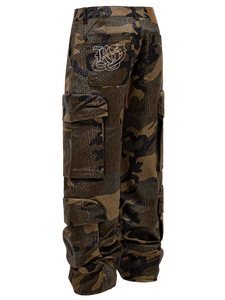 Pantalon cargo en coton écologique pour homme TITAN TREAD WEAR avec logo brodé, taille haute, style streetwear, collection automne - Product Image 2