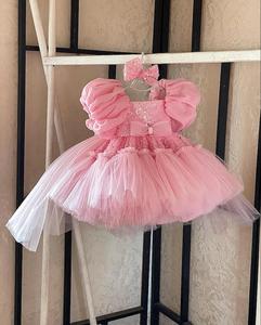 ชุดเดรสวันเกิดเด็กผู้หญิงประดับเลื่อมพร้อมที่คาดผมโบว์เข้าชุด ชุดปาร์ตี้กระโปรงบัลเลต์สีชมพูระยิบระยับสำหรับทารกและเด็กวัยหัดเดิน - Product Image 3