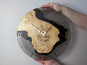ANURAG HANDICRAFT Modern Wooden Wall <b>Clock</b> <b>Roman</b> Number Dial Premium Polished Finish Stylish Decorative Accent Living Room Gift - Product Image 1