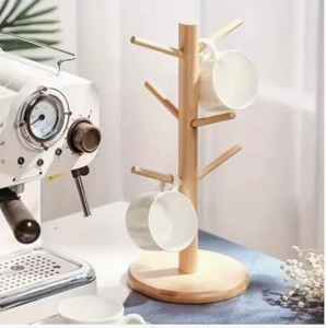 Natural Bamboo Tree Shape Mug Stand, Revolving Wooden Cup Holder for Mugs Glasses, Space Saving <b>Kitchen</b> Table Storage Decor Gift - Product Image 3