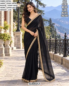 Ensemble de sari en satin Fendy de créateur haut de gamme pour les festivals, les mariages et les occasions spéciales - Product Image 4