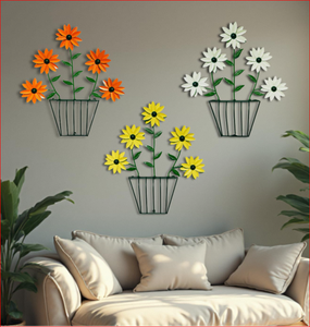 Juego de 3 Adornos Metálicos de Pared con Forma de Flor, Decoración Floral para Colgar en la Pared de la Sala de Estar, Dormitorio y Hogar (Multicolor) - Product Image 4