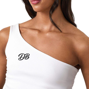 Custom <b>Women's</b> Strapless Knitted Tank <b>Top</b> Solid <b>White</b> Casual Short Length - Product Image 5