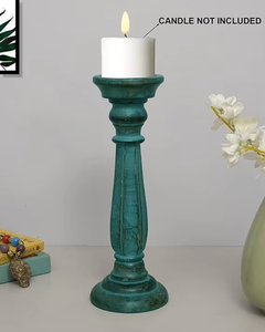 Rustic Distressed Wooden <b>Tall</b> Candlestick Holder Set Decorative Candle Stand for Dining <b>Table</b> Home Wedding Centerpiece Decor - Product Image 5