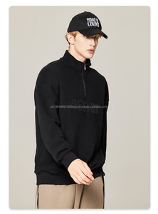 Factory Wholesale Winter Fleece Quarter Zip Hoodies Pullover Custom Logo Half Zipper Knit Fleece Mens Oversize Sweatshirt Hoody - Product Image 2