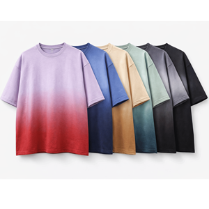 T-shirt oversize décontracté en coton épais 240 GSM, effet ombré, style streetwear personnalisé, toucher doux - Product Image 4