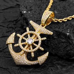 Pendentif Hip Hop Moissanite Ancre de Bateau Boussole Timon de Navire Pirate Tendance pour Homme - Product Image 6