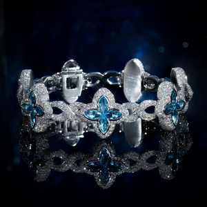 Nueva Cadena Cubana de Plata de Ley 925 con Tréboles de Moissanita Iced Out, Unisex, Estilo Hip Hop, Joyería que Pasa la Prueba del Diamante - Product Image 6