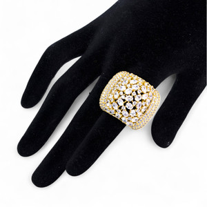 Luxury Women Yellow <b>Gold</b> <b>Cocktail</b> <b>Ring</b> With Marquise Cut Diamond Party Jewelry - Product Image 2