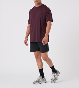 T-shirt en coton 100% ultra-luxe coupe oversize, style doux, col montant en coton, uni sur la poitrine, manches courtes pour homme, idéal pour l'été - Product Image 4