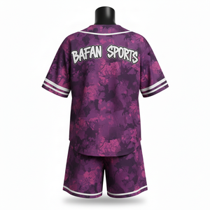 Ensemble short et maillot de baseball pour femme, en polyester respirant de qualité supérieure, avec empiècements imprimés et logo personnalisé, 100 % coton - Product Image 2