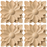 Aplique de Madera Maciza con Roseta Floral, Decoración Tallada en Madera para Gabinetes de Cocina, Muebles e Interiores