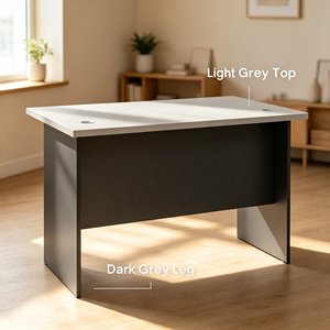 Escritorio de Oficina Rectangular Moderno con Superficie Gris Claro y Patas Gris Oscuro, Diseño Minimalista, Escritorio Metálico Independiente para Oficina en Casa - Product Image 1