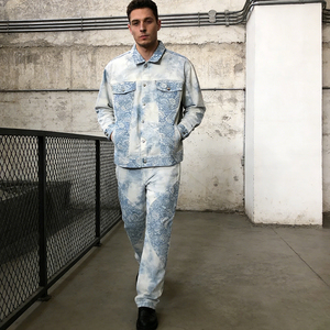 Men's Denim Tracksuits Sets Button <b>Down</b> Closure Front Denim Jackets & <b>Pants</b> Sets Premium Sale 2 Piece Denim Tracksuit For Men - Product Image 6