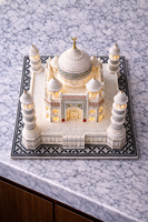 Réplica Iluminada Hecha a Mano del Taj Mahal en Mármol Blanco Pulido Ecológico de Primera Calidad con Incrustaciones LED, Decoración de Lujo para el Hogar, Regalo
