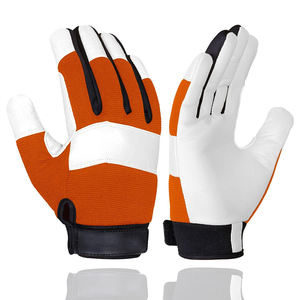 Gants de travail en cuir de vachette souple avec logo personnalisé, manchette élastique et fermeture réglable, résistants au feu, pour adultes - Product Image 1