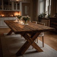 Table à manger pliable moderne en bois d'acacia massif 6 places avec banc, pieds en métal, écologique, pour hôtel, prix abordable, meilleur prix