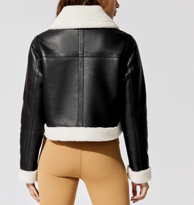 Vestes en cuir véritable de haute qualité pour femmes, vestes en cuir PU, manteaux en fausse fourrure, pour l'extérieur et l'hiver - Product Image 6