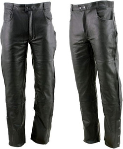 Pantalon de moto en cuir noir de qualité supérieure pour homme Samroz Sports avec fermeture éclair latérale et boutons-pression, design personnalisable, toutes saisons - Product Image 2