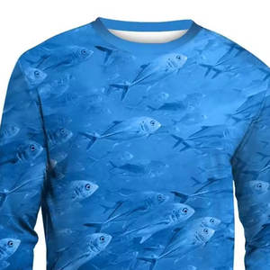 T-shirt de pêche pour homme personnalisé avec logo imprimé, 100 % polyester, col rond, service OEM personnalisé, couleur unie - Product Image 4