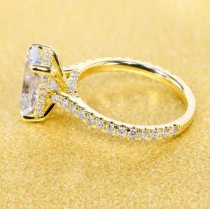 Moissanite 8X10MM Radiant Cut Claw Setting Certified Wedding Engagement <b>Ring</b> <b>925</b> Sterling <b>Silver</b> Gold Plated Luxury Jewelry - Product Image 4