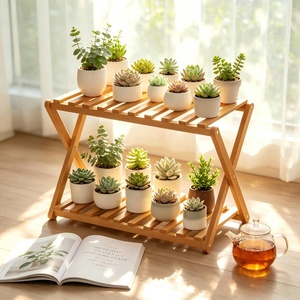Support à fleurs en bois 48x25x45cm, étagère à plantes d'intérieur moderne et minimaliste pour usage domestique - Product Image 3