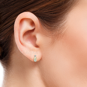Verified Supplier 7x5mm Ethiopian <b>Opal</b> Studs 14k Solid <b>Gold</b> Diamond Accent Earrings Wedding Anniversary Gift Wholesale Lost - Product Image 6