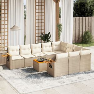 Grand ensemble de canapés de jardin modulaires en rotin PE beige, ensemble de canapés d'extérieur confortables - Product Image 1