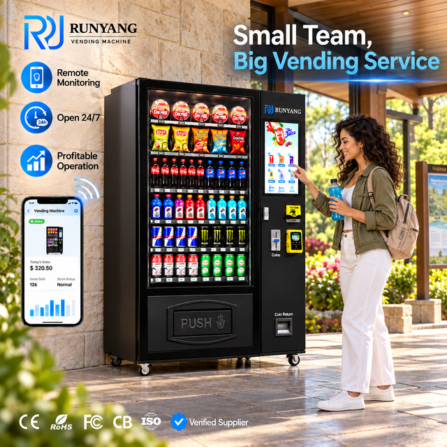 RUNYANG Custom Outdoor Snack Ai Beverage Coin Operated Distributeur Automatique Vending Machine for Sale Europe