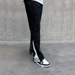 Pantalones acampanados para hombre con diseño de pierna apilada para un estilo de moda único, pantalones acampanados para hombre con tela elástica. - Product Image 4