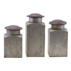 Conteneur de stockage alimentaire en métal galvanisé avec couvercle, forme ronde, pour cuisine, thé, aliments, fait main, en gros - Product Image 3