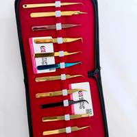 Ensemble de pinces à extensions de cils antistatiques de précision à pointe lisse avec revêtement plasma, styles célèbres