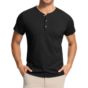 Men's Cotton <b>Henley</b> Polo Shirt 3 Button Placket <b>Short</b> <b>Sleeve</b> Casual T Shirt Manufactured in Bangladesh - Product Image 3