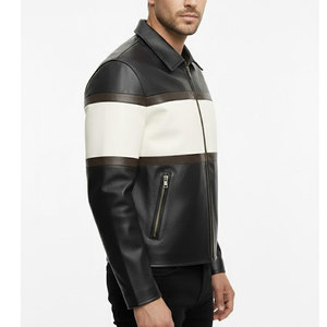 เสื้อแจ็คเก็ตหนังผ้าใบสำหรับผู้ชายสำหรับฤดูหนาว คอตั้งแบบซิป แต่งขอบด้วยหนังแกะ ไซส์ใหญ่ ขายส่งเสื้อแจ็คเก็ตฤดูหนาวสำหรับผู้ชาย - Product Image 3
