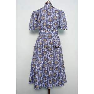 Robe midi d'été pour femme en coton à imprimé floral numérique, manches courtes, taille naturelle, style plage, haute qualité, vente en gros - Product Image 6