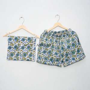 Conjunto de Pijama de Verano Ligero de Manga Corta para Mujer, Hecho a Mano con Algodón, con Cuello y Estampado Floral, Elegante y Suave para el Día a Día - Product Image 3