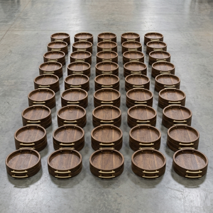 Bandeja Redonda de Madera de Mango de Lujo con Asas Doradas para Hoteles, Restaurantes y Decoración de Bodas, Plato de Postre Premium, Vajilla - Product Image 6