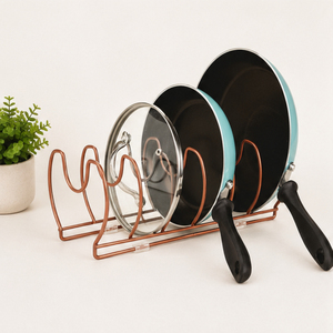 Estante de Cocina Moderno con Acabado en Cobre, Organizador de Sartenes y Tapas, Estante de Almacenamiento para Encimera, para Sartenes y Utensilios para Hornear - Product Image 2