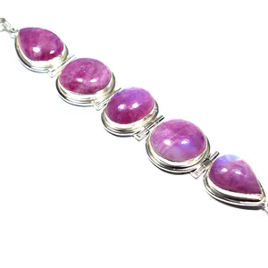Pink Moonstone 925 Sterling Silver Handmade Bracelet Natural Gemstone Jewelry Elegant Statement Design Women Fashion - Product Image 2
