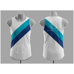 เสื้อกล้ามทรงเรขาคณิตบล็อกสีสำหรับผู้ชาย คอกลม แห้งเร็ว สปอร์ต ไร้แขน พิมพ์ลายแบบซับลิเมชั่น ผ้าถักโพลีเอสเตอร์ - Product Image 3