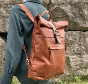 Handcrafted Real Leather <b>Roll</b> Top Rucksack Heavy Duty Business Laptop Bag For Global Wholesale Distribution LTBP-0203 - Product Image 5