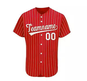 Custom Baseball Jersey Unisex Short Sleeve Striped V-Neck Moisture-Wicking Polyester Adult All Seasons Teamwear 3D Pattern - Product Image 3