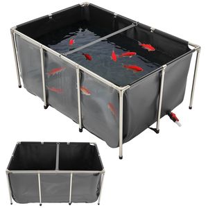 Vasca rettangolare per pesci rossi da 270 galloni, laghetto per Koi in PVC con pannello trasparente, acquario da terra in tela, accessorio in acciaio inossidabile per pesci rossi - Product Image 1
