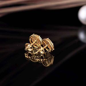 Pendientes de lujo con moissanita redonda y pavé, tono dorado, joyería brillante con incrustaciones, elegante regalo nupcial para mujer, uso diario - Product Image 2