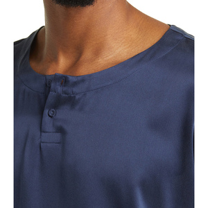 ชุดนอนผ้าไหมสำหรับผู้ชาย ชุดนอนแขนสั้น ชุดนอนสีทึบ ชุดนอนหรูหรา ชุดนอนใส่สบายสำหรับผู้ชาย - Product Image 5