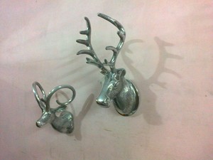 Casting Aluminum Wall Mount <b>Stag</b> & Deer <b>Head</b> Pair Figurines for Home Decoration - Product Image 3
