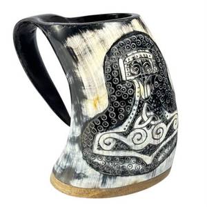 Mug en corne de buffle, qualité supérieure et design optimal, pour la maison, pour bière, café et boissons froides, mug en corne naturelle. - Product Image 2