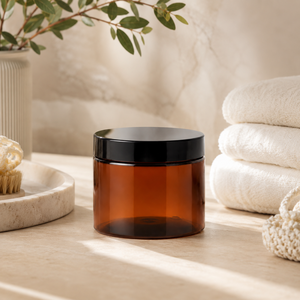 Custom 200ml Amber PET Plastic <b>Jar</b> with Black Screw Lid for Cosmetics Candy <b>Cookies</b> Dry Food Packaging Vietnam Factory - Product Image 4