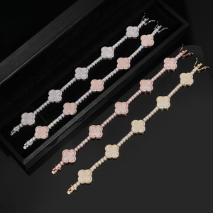 Lab Grown Diamond <b>Charm</b> <b>Bracelet</b> In 925 Sterling <b>Silver</b> With Round Brilliant Cut Micro Insert Gold Rhodium Rose Gold Plated - Product Image 4