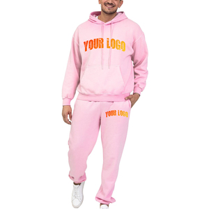 YOURBRAND Chándal con Capucha Rosa para Hombre, Manga Larga, Pantalones Deportivos con Cordón, Ropa Casual de Otoño, Corte Regular, 100% Algodón, con Letras Estampadas - Product Image 5